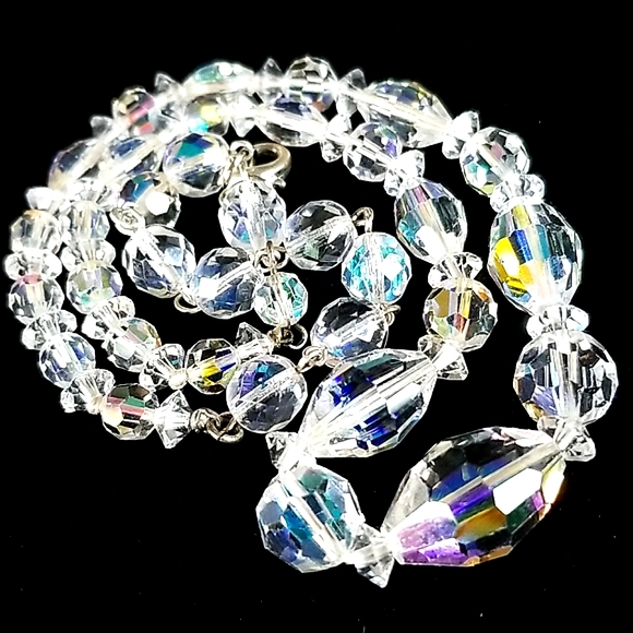 Repurposed Hand Crafted Vintage 1950s Crystal Bead Necklace Assemblage - Picture 13 of 16